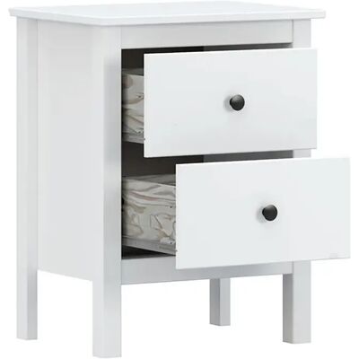 Pegane Table de chevet table de nuit à 2 tiroirs en Bois massif Couleur Blanc - Longueur 48 x Hauteur 60 x Profondeur 36 cm - Publicité Pegane Table de chevet table de nuit à 2 tiroirs en Bois massif Couleur Blanc - Longueur 48 x Hauteur 60 x Profondeur 36 cm - Publicité