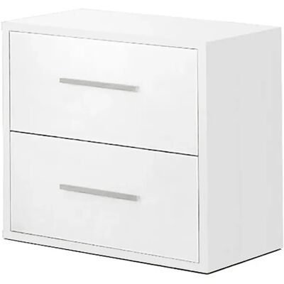 Pegane Table de chevet Table de nuit coloris Blanc avec 2 tiroirs - Longueur 40 x Hauteur 42 x Profondeur 28 cm - Publicité Pegane Table de chevet Table de nuit coloris Blanc avec 2 tiroirs - Longueur 40 x Hauteur 42 x Profondeur 28 cm - Publicité