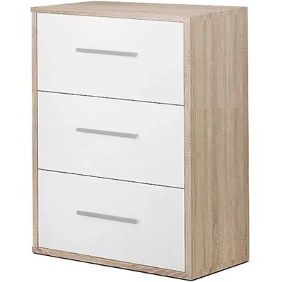 Pegane Table de chevet table de nuit avec 3 tiroirs coloris Blanc/cambrian - Longueur 40 x Hauteur 61 x Profondeur 28 cm - Publicité Pegane Table de chevet table de nuit avec 3 tiroirs coloris Blanc/cambrian - Longueur 40 x Hauteur 61 x Profondeur 28 cm - Publicité