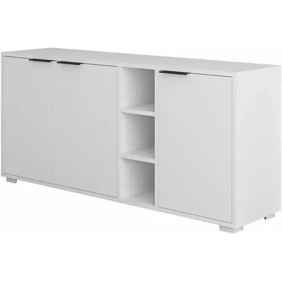 Pegane Buffet commode à 3 portes Meuble de rangement coloris Blanc - Longueur 142 x Hauteur 66 x Profondeur 36 cm - Publicité Pegane Buffet commode à 3 portes Meuble de rangement coloris Blanc - Longueur 142 x Hauteur 66 x Profondeur 36 cm - Publicité