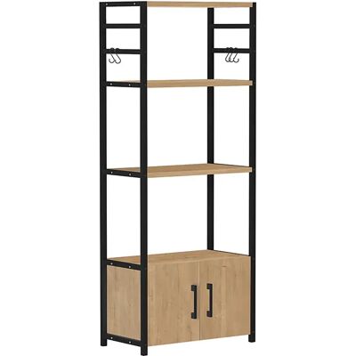 Pegane Bibliothèque haute à 4 étagères ouvertes + 2 portes cadre en acier noir - Longueur 56 x Hauteur 138 x Profondeur 30 cm - Publicité Pegane Bibliothèque haute à 4 étagères ouvertes + 2 portes cadre en acier noir - Longueur 56 x Hauteur 138 x Profondeur 30 cm - Publicité