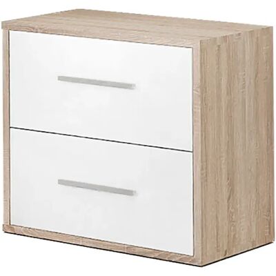 Pegane Table de chevet Table de nuit coloris Cambrian/Blanc avec 2 tiroirs - Longueur 40 x Hauteur 42 x Profondeur 28 cm - Publicité Pegane Table de chevet Table de nuit coloris Cambrian/Blanc avec 2 tiroirs - Longueur 40 x Hauteur 42 x Profondeur 28 cm - Publicité