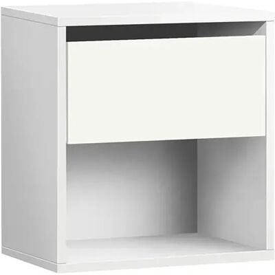 Pegane Table de chevet Table de nuit avec 1 tiroir sans poignée et étagère ouverte coloris blanc - Longueur 40 x Hauteur 42 x Profondeur 28 cm - Publicité Pegane Table de chevet Table de nuit avec 1 tiroir sans poignée et étagère ouverte coloris blanc - Longueur 40 x Hauteur 42 x Profondeur 28 cm - Publicité
