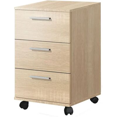 Pegane Caisson commode à 3 tiroirs avec roulettes coloris chêne - Longueur 42 x Hauteur 68 x Profondeur 35 cm - Publicité Pegane Caisson commode à 3 tiroirs avec roulettes coloris chêne - Longueur 42 x Hauteur 68 x Profondeur 35 cm - Publicité