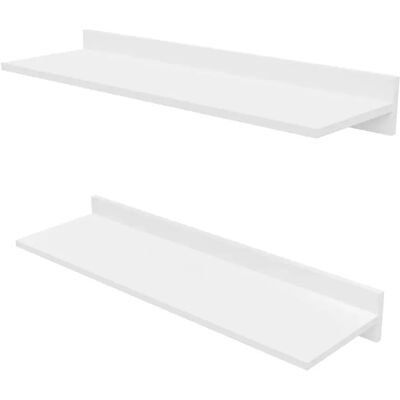 Pegane Ensemble de 2 étagères murales coloris blanc neige - Longueur 80 x Profondeur 24 x Hauteur 10 cm - Publicité Pegane Ensemble de 2 étagères murales coloris blanc neige - Longueur 80 x Profondeur 24 x Hauteur 10 cm - Publicité