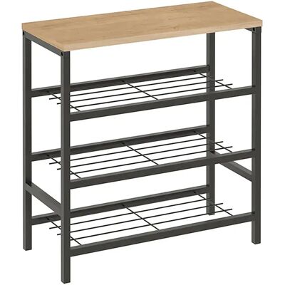 Pegane Étagère Meuble à chaussures à 3 niveaux de rangement cadre en acier noir - Longueur 65 x Hauteur 67 x Profondeur 30 cm - Publicité Pegane Étagère Meuble à chaussures à 3 niveaux de rangement cadre en acier noir - Longueur 65 x Hauteur 67 x Profondeur 30 cm - Publicité