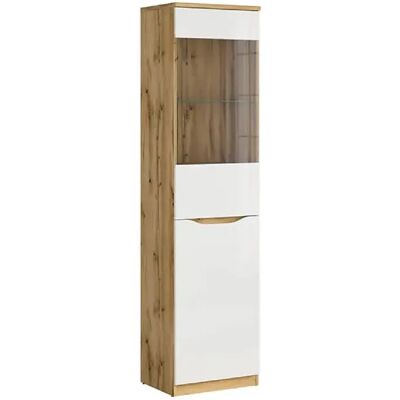 Pegane Vitrine à 2 portes avec verre trempé, coloris chêne Wotan/blanc brillant - Longueur 50 x Profondeur 39,5 x Hauteur 197,5 cm - Publicité Pegane Vitrine à 2 portes avec verre trempé, coloris chêne Wotan/blanc brillant - Longueur 50 x Profondeur 39,5 x Hauteur 197,5 cm - Publicité