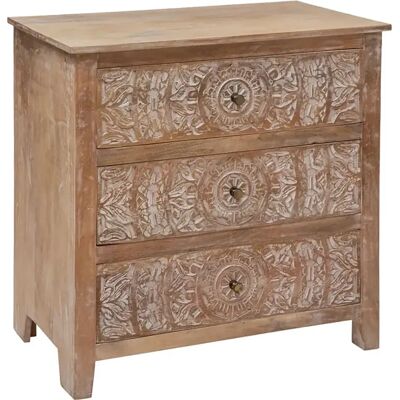 Pegane Commode 3 tiroirs en bois de manguier marron - Longueur 79,5 x Profondeur 40 x Hauteur 80,5 cm - Publicité Pegane Commode 3 tiroirs en bois de manguier marron - Longueur 79,5 x Profondeur 40 x Hauteur 80,5 cm - Publicité