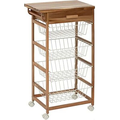 Pegane Desserte roulante de cuisine avec 4 paniers coulissantes et 1 tiroir, coloris beige - Longueur 50 x Profondeur 34,5 x Hauteur 88,8 cm - Publicité Pegane Desserte roulante de cuisine avec 4 paniers coulissantes et 1 tiroir, coloris beige - Longueur 50 x Profondeur 34,5 x Hauteur 88,8 cm - Publicité