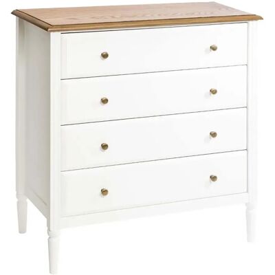 Pegane Commode à 4 tiroirs coloris blanc et bois - Longueur 80 x Profondeur 40 x Hauteur 85,4 cm - Publicité Pegane Commode à 4 tiroirs coloris blanc et bois - Longueur 80 x Profondeur 40 x Hauteur 85,4 cm - Publicité