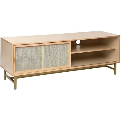 Pegane Meuble TV avec 1 porte cannage rotin - Longueur 140 x Profondeur 40 x Hauteur 50 cm - Publicité Pegane Meuble TV avec 1 porte cannage rotin - Longueur 140 x Profondeur 40 x Hauteur 50 cm - Publicité