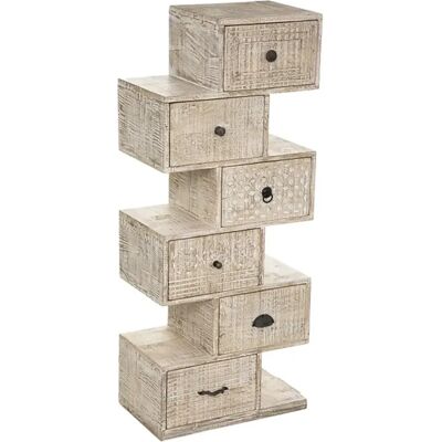 Pegane Chiffonnier 6 tiroirs en bois de manguier coloris sable - Longueur 50 x Profondeur 30 x Hauteur 122 cm - Publicité Pegane Chiffonnier 6 tiroirs en bois de manguier coloris sable - Longueur 50 x Profondeur 30 x Hauteur 122 cm - Publicité