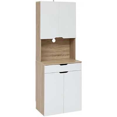 Pegane Buffet de cuisine avec 2 placards et 1 tiroir, coloris chêne/blanc - Longueur 60 x Profondeur 40 x Hauteur 170 cm - Publicité Pegane Buffet de cuisine avec 2 placards et 1 tiroir, coloris chêne/blanc - Longueur 60 x Profondeur 40 x Hauteur 170 cm - Publicité