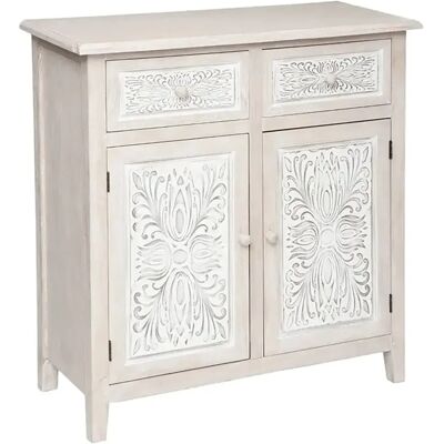 Pegane Buffet meuble de rangement 2 portes et 2 tiroirs - Longueur 80 x Profondeur 34 x Hauteur 85 cm - Publicité Pegane Buffet meuble de rangement 2 portes et 2 tiroirs - Longueur 80 x Profondeur 34 x Hauteur 85 cm - Publicité