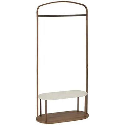 Pegane Porte-vêtements avec une étagère avec une structure en métal, coloris marron/blanc - Publicité Pegane Porte-vêtements avec une étagère avec une structure en métal, coloris marron/blanc - Publicité