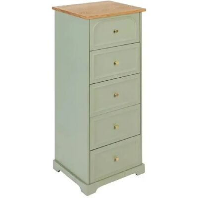 Pegane Chiffonnier meuble de rangement avec 5 tiroirs, Vert Céladon - Longueur 45 x Profondeur 39 x Hauteur 113 cm - Publicité Pegane Chiffonnier meuble de rangement avec 5 tiroirs, Vert Céladon - Longueur 45 x Profondeur 39 x Hauteur 113 cm - Publicité