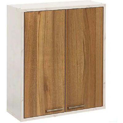 Pegane Meuble haut de Cuisine avec 2 Portes + 1 étagère amovible, coloris marron/blanc - Longueur 52 x Profondeur 20 x Hauteur 59 cm - Publicité Pegane Meuble haut de Cuisine avec 2 Portes + 1 étagère amovible, coloris marron/blanc - Longueur 52 x Profondeur 20 x Hauteur 59 cm - Publicité