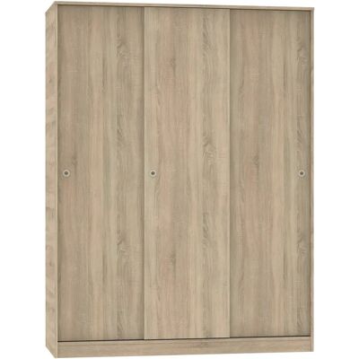Pegane Armoire Placard à 3 portes coulissantes coloris Chêne cambrian - Publicité Pegane Armoire Placard à 3 portes coulissantes coloris Chêne cambrian - Publicité