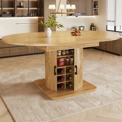 lemonbest Îlot de cuisine 118-158x118x76 cm rangements étagères marron naturel - Publicité lemonbest Îlot de cuisine 118-158x118x76 cm rangements étagères marron naturel - Publicité