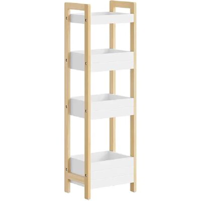 SoBuy Étagère rangement 4 niveaux blanc bambou 28x20x90 cm FRG226-H-WN - Publicité SoBuy Étagère rangement 4 niveaux blanc bambou 28x20x90 cm FRG226-H-WN - Publicité