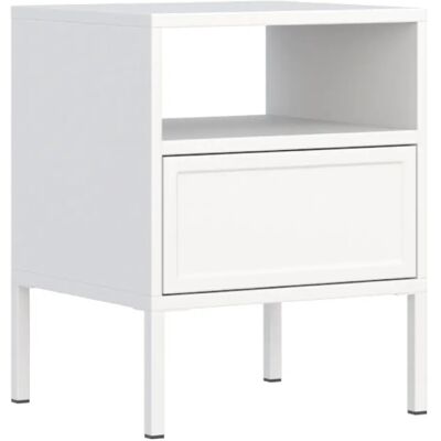 Selsey - Table de chevet avec tiroir et niche VELVETO – 45 cm – blanc - Publicité Selsey - Table de chevet avec tiroir et niche VELVETO – 45 cm – blanc - Publicité