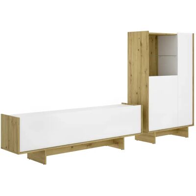 Pegane Ensemble de séjour, Meuble TV + Buffet haut avec niche ouverte et 2 portes - Publicité Pegane Ensemble de séjour, Meuble TV + Buffet haut avec niche ouverte et 2 portes - Publicité