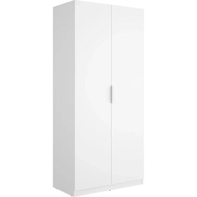 Pegane Armoire placard de rangement à 2 portes battantes, coloris blanc - Publicité Pegane Armoire placard de rangement à 2 portes battantes, coloris blanc - Publicité