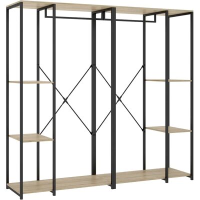 Pegane Portant à vêtements double penderie de structure métallique avec 5 étagères de rangement - Publicité Pegane Portant à vêtements double penderie de structure métallique avec 5 étagères de rangement - Publicité