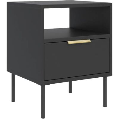 Selsey- Table de chevet avec tiroir et niche VENA – 45 cm – noir - Publicité Selsey- Table de chevet avec tiroir et niche VENA – 45 cm – noir - Publicité