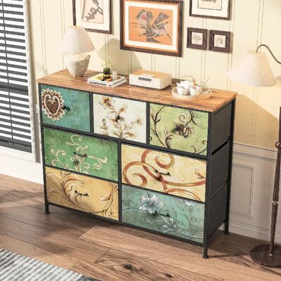 Commode avec 7 tiroirs en tissu - Superaly - 100x30x78cm - Structure en métal - Multicolore - Publicité Commode avec 7 tiroirs en tissu - Superaly - 100x30x78cm - Structure en métal - Multicolore - Publicité