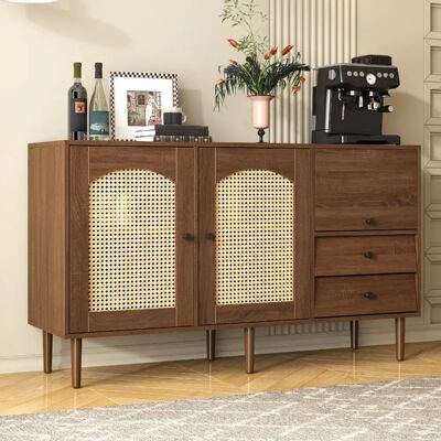 lemonbest Buffet style campagne 130×40×75,5 cm, finition bois, fermeture magnétique, bois naturel - Publicité lemonbest Buffet style campagne 130×40×75,5 cm, finition bois, fermeture magnétique, bois naturel - Publicité