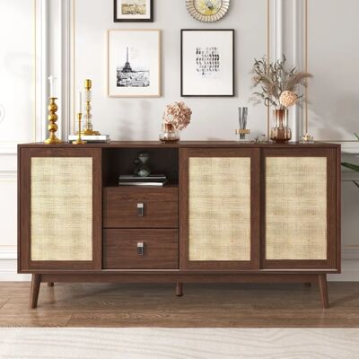 lemonbest Buffet/Enfilade 155×38×80 cm, finition bois foncé, bois foncé/noyer - Publicité lemonbest Buffet/Enfilade 155×38×80 cm, finition bois foncé, bois foncé/noyer - Publicité