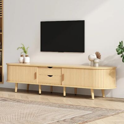 lemonbest Meuble TV ovale 175×40×42 cm, chêne clair, MDF, chêne clair/bois clair - Publicité lemonbest Meuble TV ovale 175×40×42 cm, chêne clair, MDF, chêne clair/bois clair - Publicité