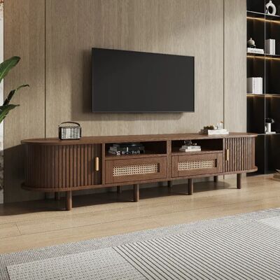 lemonbest Meuble TV ovale 170×40×40 cm, noyer foncé - Publicité lemonbest Meuble TV ovale 170×40×40 cm, noyer foncé - Publicité