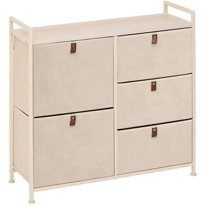 Five Simply Smart Rangement 5 tiroirs TISSA - Beige - Publicité Five Simply Smart Rangement 5 tiroirs TISSA - Beige - Publicité