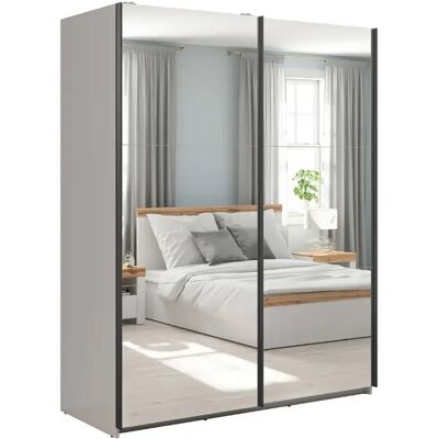 Pegane Armoire placard à 2 portes coulissantes avec miroir coloris Beige Kashmir - Publicité Pegane Armoire placard à 2 portes coulissantes avec miroir coloris Beige Kashmir - Publicité