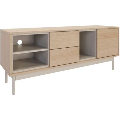 SELSEY - Meuble TV LAYEN - 196 cm - aspect chêne / gris cachemire - Publicité SELSEY - Meuble TV LAYEN - 196 cm - aspect chêne / gris cachemire - Publicité