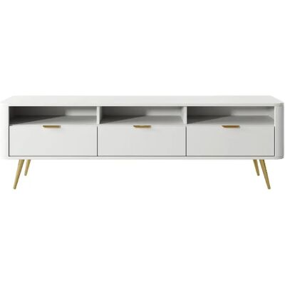 SELSEY - Meuble TV debout OVAL - 160 cm - blanc - Publicité SELSEY - Meuble TV debout OVAL - 160 cm - blanc - Publicité