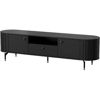 SELSEY - Meuble TV ZANTE - 180 cm - noir avec façades rainurées - Publicité SELSEY - Meuble TV ZANTE - 180 cm - noir avec façades rainurées - Publicité