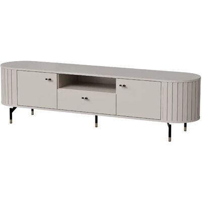 SELSEY - Meuble TV ZANTE - 180 cm - grège avec façades rainurées - Publicité SELSEY - Meuble TV ZANTE - 180 cm - grège avec façades rainurées - Publicité