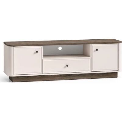 SELSEY - Meuble TV VILAVIO - 160 cm - Gris cachemire/aspect chêne - Publicité SELSEY - Meuble TV VILAVIO - 160 cm - Gris cachemire/aspect chêne - Publicité