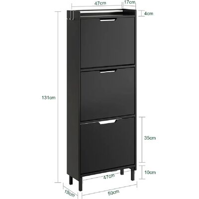 SoBuy Armoire à chaussures 3 portes à rabat Noir 50x19x131 cm FSR151-H-E-SCH - Publicité SoBuy Armoire à chaussures 3 portes à rabat Noir 50x19x131 cm FSR151-H-E-SCH - Publicité