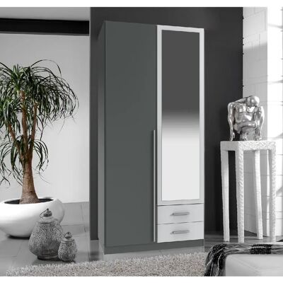 Pegane Armoire placard meuble de rangement coloris graphite/gris clair - Publicité Pegane Armoire placard meuble de rangement coloris graphite/gris clair - Publicité