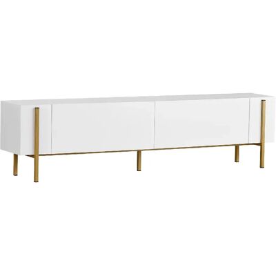 Hanah Home Meuble TV en bois - 180 x 30 x 45 cm - Blanc / Or - Publicité Hanah Home Meuble TV en bois - 180 x 30 x 45 cm - Blanc / Or - Publicité