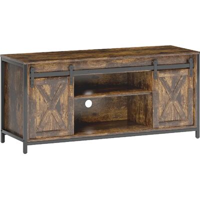 STILVORA Meuble TV 120/40/54 cm marron en contreplaqué avec portes coulissantes - Publicité STILVORA Meuble TV 120/40/54 cm marron en contreplaqué avec portes coulissantes - Publicité