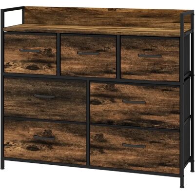 STILVORA Commode 98/29/85 cm marron aus polyester avec 7 tiroirs pliables - Publicité STILVORA Commode 98/29/85 cm marron aus polyester avec 7 tiroirs pliables - Publicité
