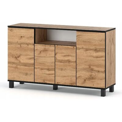 Stiv-Meubles Grande commode style scandinave Chêne Wotan 140 CM avec 9 étagères TV Salon bureau - Publicité Stiv-Meubles Grande commode style scandinave Chêne Wotan 140 CM avec 9 étagères TV Salon bureau - Publicité