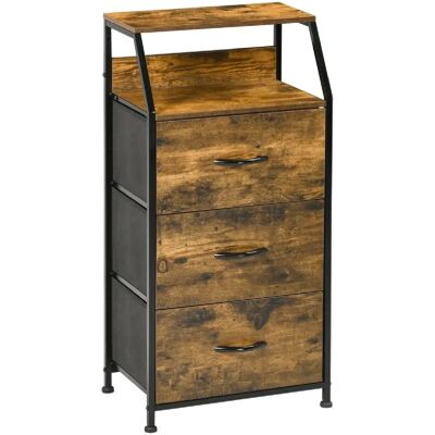 STILVORA Commode 44/29/92 cm marron en polyester style industriel - Publicité STILVORA Commode 44/29/92 cm marron en polyester style industriel - Publicité