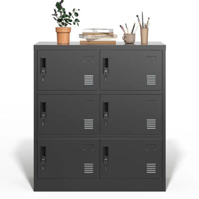 STILVORA Armoire métallique 40/90/100 cm noire en métal avec 6 portes verrouillables - Publicité STILVORA Armoire métallique 40/90/100 cm noire en métal avec 6 portes verrouillables - Publicité