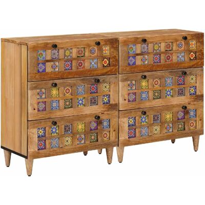 vidaXL Buffet 2 pcs Naturel 60 x 33 x 75 cm Bois de mangue massif - Publicité vidaXL Buffet 2 pcs Naturel 60 x 33 x 75 cm Bois de mangue massif - Publicité